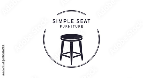 Simple Black Stool Furniture Illustration Design.