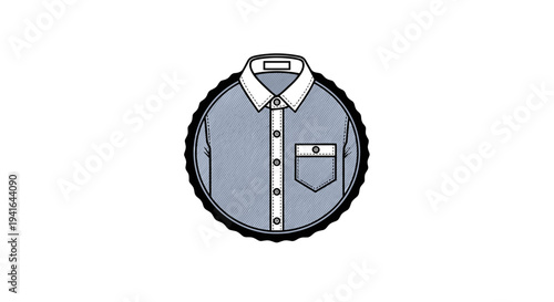 Simple Gray Shirt with White Collar Illustration.