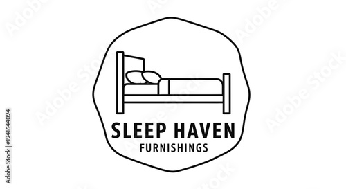 Simple Line Art Bed Logo Design.
