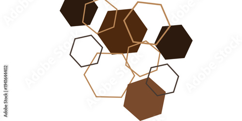 coffee brown hexagon on white background wall pattern