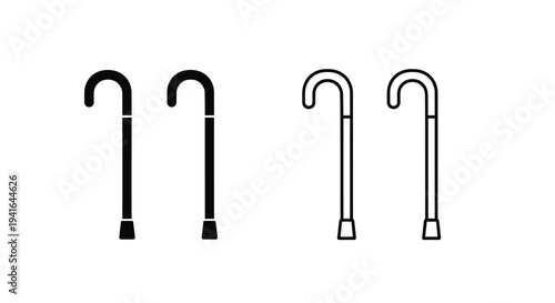 Four walking sticks in contrasting designs a minimalist silhouette