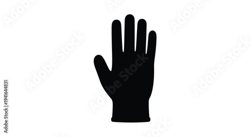 A black hand raised in a stopping gesture silhouette