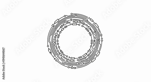 Circular circuit board pattern with many components and connections