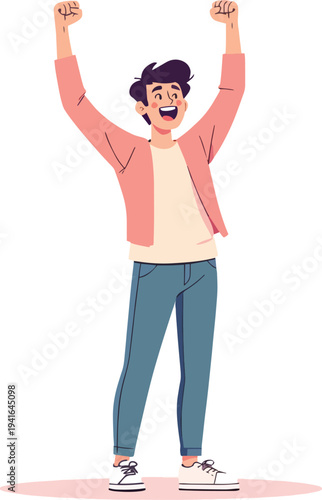 uomo o donna ragazzo o ragazza euforico vincita bello festa , balla o si sente bene vettoriale