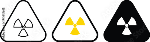 Radiation icon set. warning of dangerous radiation. Radioactive and nuclear symbols.  Radiology icon emblem. ionizing radio in circle
