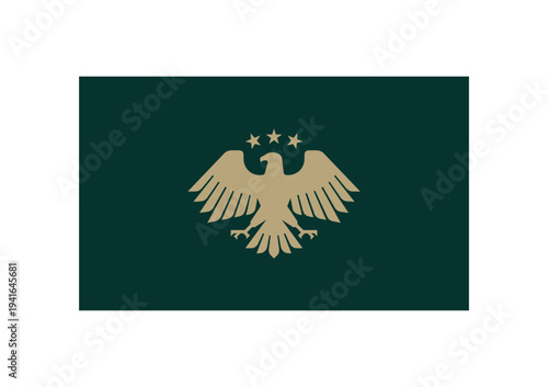 State flag of Syria with eagle. Syrian green War flag