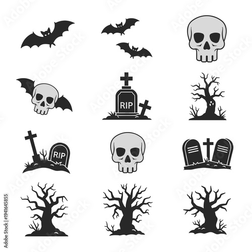 Grid of Halloween Horror and Occult Icons