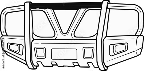 Detailed line drawing of a robust vehicle front guard