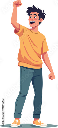 uomo o donna ragazzo o ragazza euforico vincita bello festa , balla o si sente bene vettoriale