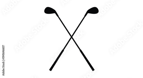 Two crossed golf clubs presented as a striking black silhouette