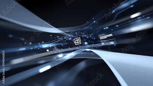 Futuristic Abstract Digital Background with Glowing Lines and Shapes