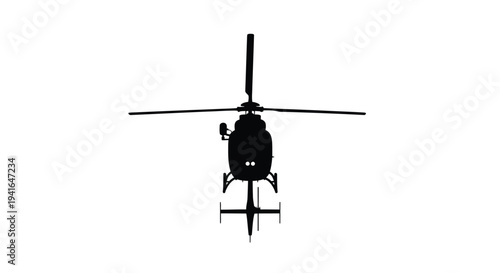 A stark black helicopter design presented as a striking silhouette