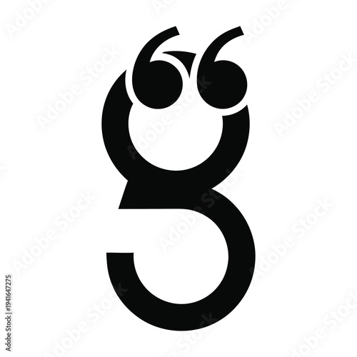 Number three with quotation marks on top  a symbol for quotes or cited text icon