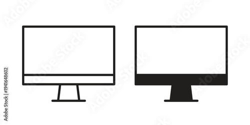 Monitor icon concept. Silhouette, glyph symbol. Isolated design.
