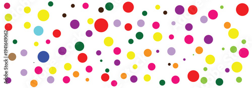 Different size and different color polka dots forming a repeating pattern isolated on a white background ideal for design, art, home decoration, interior design and fashion.