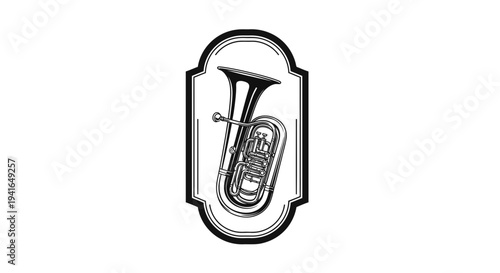 Black and White Illustration of Tuba 1.