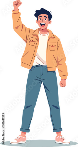 uomo o donna ragazzo o ragazza euforico vincita bello festa , balla o si sente bene vettoriale