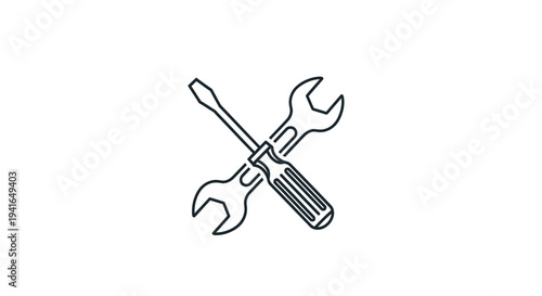 Crossed Wrench and Screwdriver Illustration.