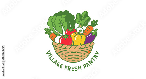Colorful Fresh Vegetables in Wicker Basket.