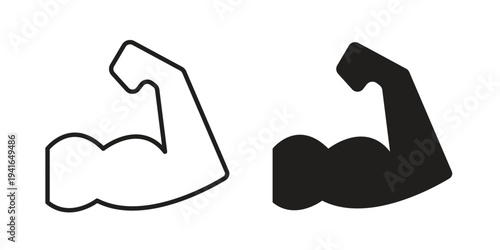 Muscle icon concept. Silhouette, glyph symbol. Isolated design.