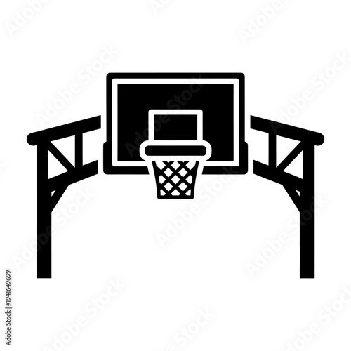 Basketball hoop icon with backboard and net for sports equipment design