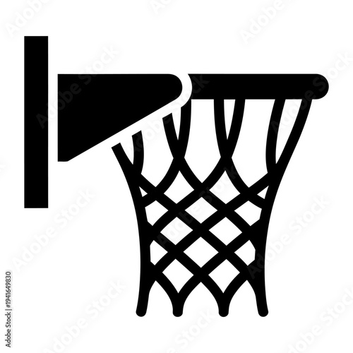 Basketball hoop icon silhouette for sports equipment minimalist flat design
