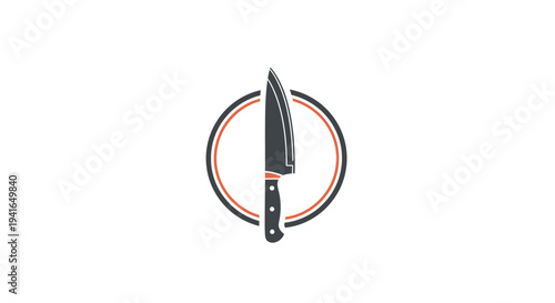 Sharp Kitchen Knife with Black Handle.