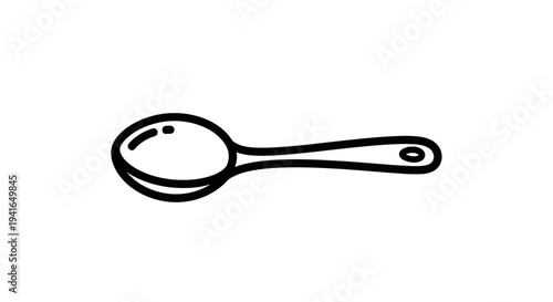 Simple Black Line Drawing of a Spoon.