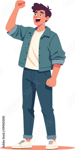uomo o donna ragazzo o ragazza euforico vincita bello festa , balla o si sente bene vettoriale