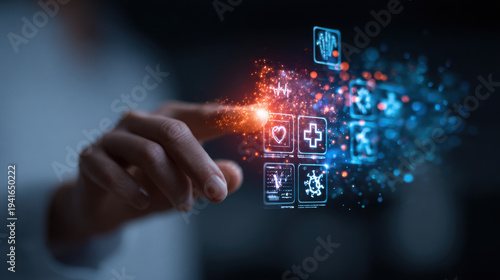 Innovative digital health solutions virtual environment interactive content modern technology user engagement concept