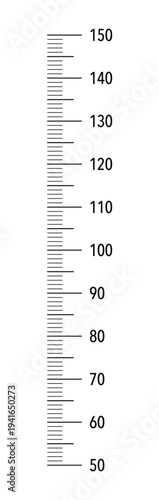 Kids height chart from 50 cm to 150 centimeters. Wall growth 150 cm sticker template isolated on a white background. Meter wall or growth ruler.
