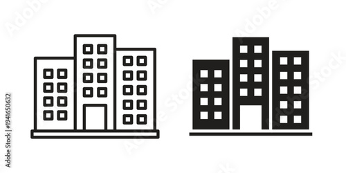 Office buildings icon concept. Silhouette, glyph symbol. Isolated design.