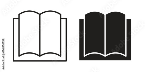 open book icon concept. Silhouette, glyph symbol. Isolated design.
