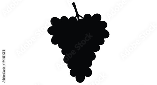 A dark bunch of grapes presented as a striking black silhouette