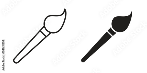 Paint brush icon concept. Silhouette, glyph symbol. Isolated design.
