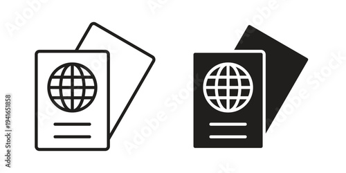 Passport icon concept. Silhouette, glyph symbol. Isolated design.