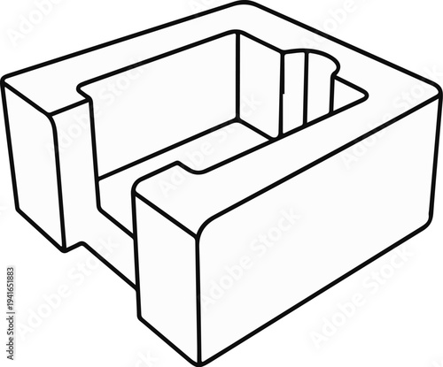 Abstract geometric shape with interior recess and rounded edges