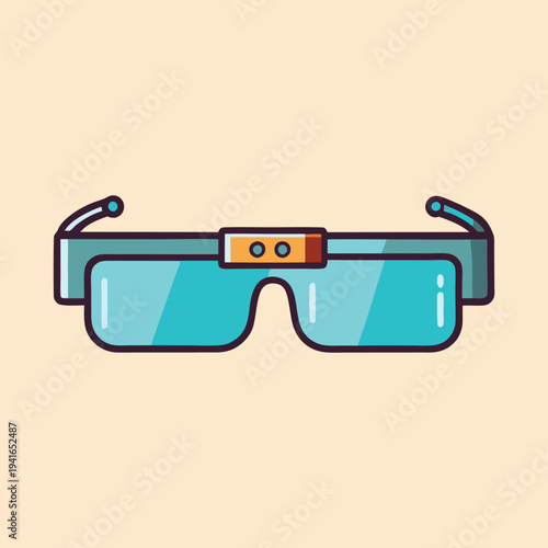 Stylized Augmented Reality Smart Glasses with Blue Lenses on Light Background
