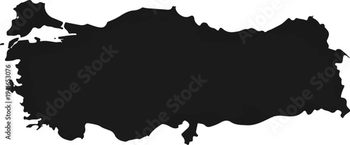 Black silhouette outline of the country Turkey on a white background