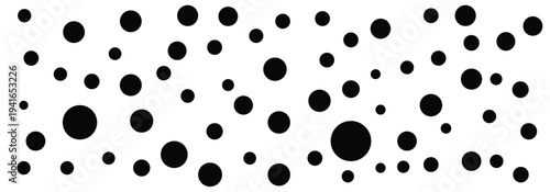 Different size black polka dots seamless pattern isolated on white background.  Polka dot vector background used in branding for children items, toys, packaging, feminine dresses and textile design.