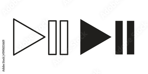 Play pause icon concept. Silhouette, glyph symbol. Isolated design.