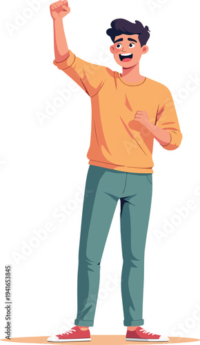 uomo o donna ragazzo o ragazza euforico vincita bello festa , balla o si sente bene vettoriale