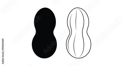 Two peanut illustrations one solid and one outlined a striking silhouette