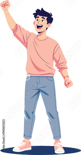 uomo o donna ragazzo o ragazza euforico vincita bello festa , balla o si sente bene vettoriale