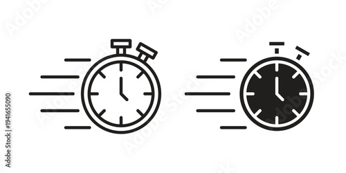 Quick Time icon concept. Silhouette, glyph symbol. Isolated design.