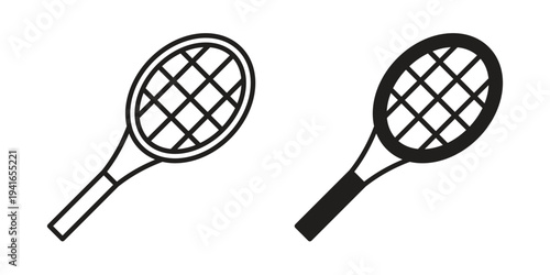 Racket icon concept. Silhouette, glyph symbol. Isolated design.
