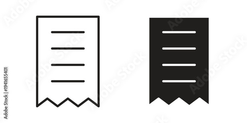 Receipt icon concept. Silhouette, glyph symbol. Isolated design.