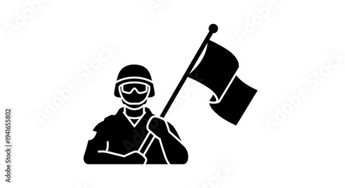 Soldier Holding Flag, Military Symbol, Patriotism, Protest, Freedom, Independence, Victory