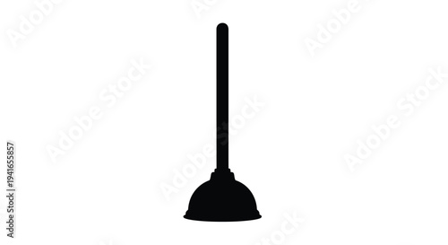 A black silhouette of a plunger against a white background silhouette