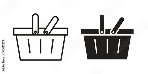 Shopping basket icon concept. Silhouette, glyph symbol. Isolated design.